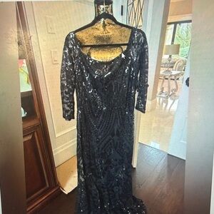 Simply Be Black Sequin Long Sleeve Dress
